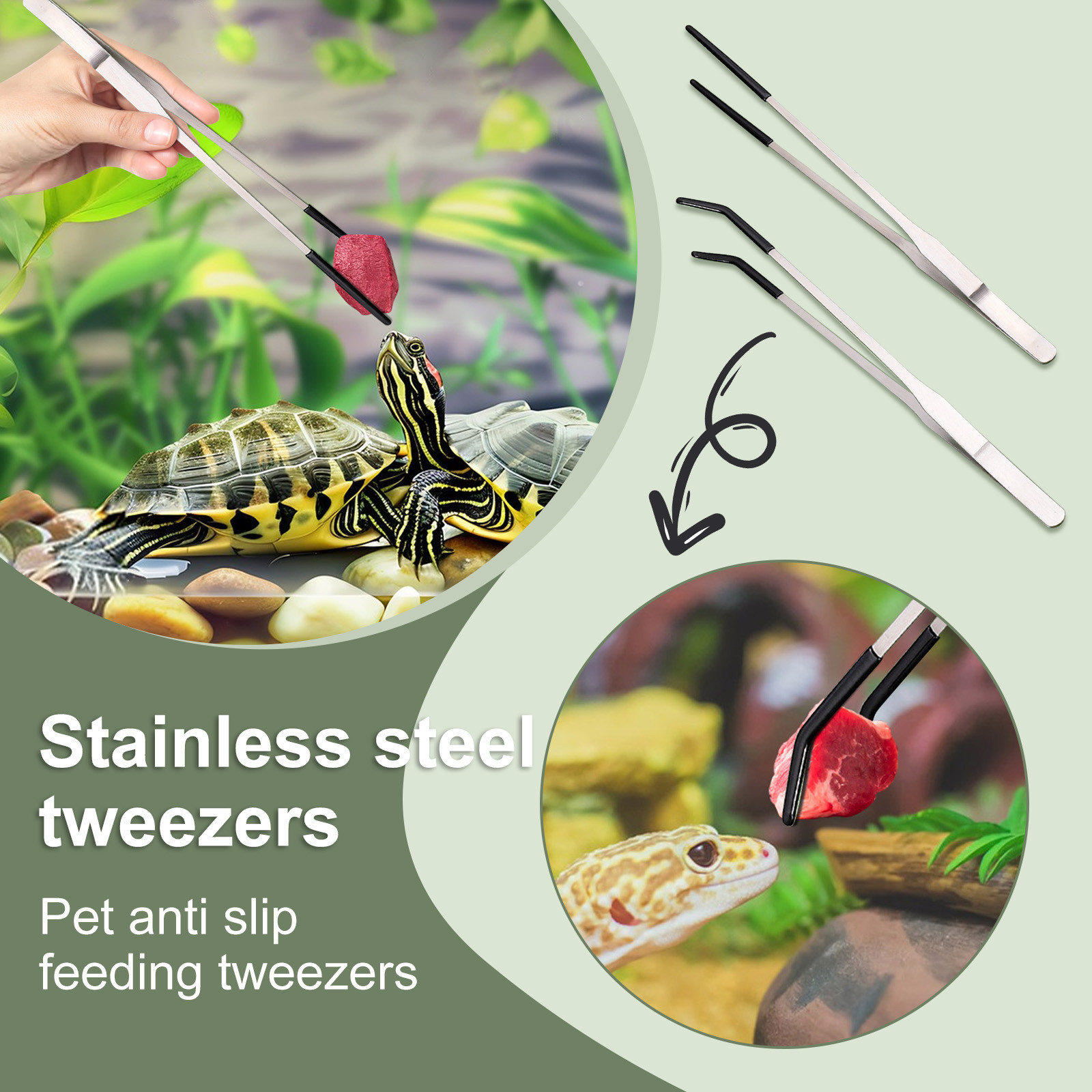2pcs Bent Tip Tweezers For Cra - Feeding Tong Stainless review and price